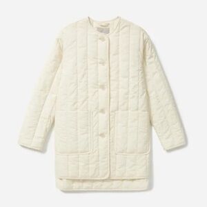 Everlane Quilted Cotton Midi Chore Barn Jacket Ecru Cream size XSmall